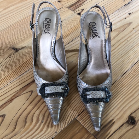 CARLOS metallic pale gold heels - Picture 2 of 5